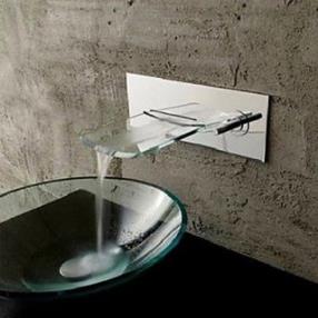 Wall Mounted Chromed Copper Waterfall Bathroom Sink Faucet - Silver--Faucetsdeal.com