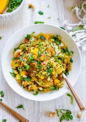 Coconut Cashew Curry Chicken and Rice with Mango Recipe - ChefDeHome.com