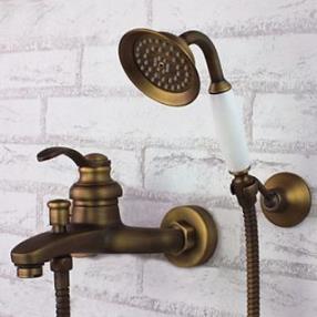 Shower Faucet Antique Brass Wall Mount Handheld  At  FaucetsDeal.com