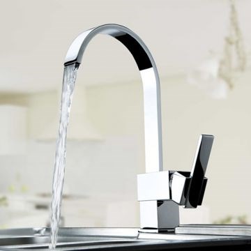 Contemporary Chrome Finish Brass Kitchen Faucet--Faucetsmall.com
