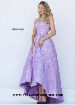 Simple Cheap Sherri Hill 50436 Sweetheart Floral Hi Low Ball Gown