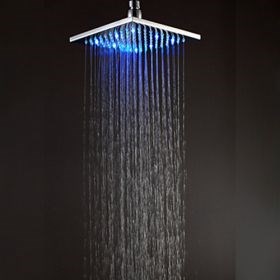 20x21cm LED Square Chrome Brass Showerhead--FaucetSuperDeal.com