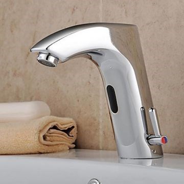 Chrome Finish with Automatic Sensor (Hot and Cold) Bathroom Sink Faucet--Faucetsmall.com
