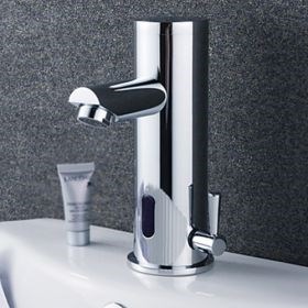 Contemporary Chrome Finish Brass Bathroom Sink Faucet with Automatic Sensor (Hot and Cold)--Faucetsuperseal.com