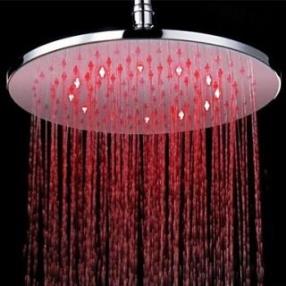 12 inch Brass Shower Head with Color Changing LED Light Shower Head At FaucetsDeal.com