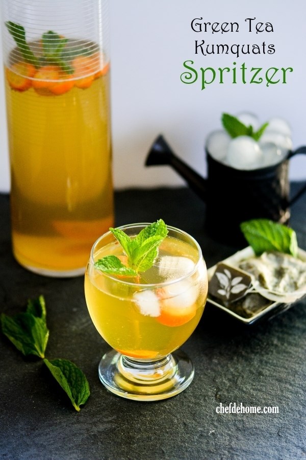 Sweet Green Tea and Kumquats Spritzer Recipe - ChefDeHome.com