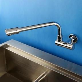 Contemporary Chrome Finish Brass One Hole Single Handle Kitchen Faucet--Faucetsmall.com