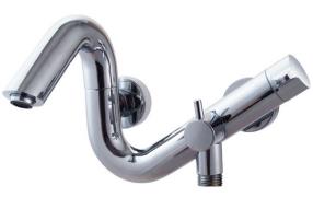 Wall Mount Modern Chrome Finish Rotatable Hot and Cold bathtub Faucet--FaucetSuperDeal.com