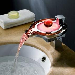 Beautiful Design LED Color Changing Waterfall Bathroom Sink Faucet--Faucetsmall.com