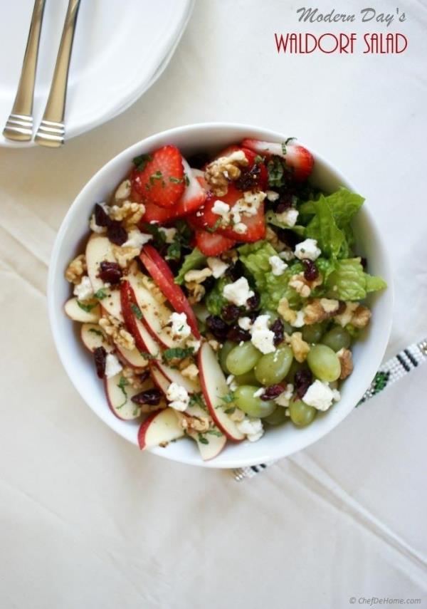 Healthy Waldorf Salad with Lite Dressing Recipe - ChefDeHome.com