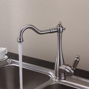 Solid Brass Nickel Brushed Finish Kitchen Faucet At FaucetsDeal.com