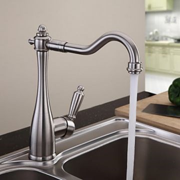 Solid Brass Nickel Brushed Finish Kitchen Faucet--Faucetsmall.com