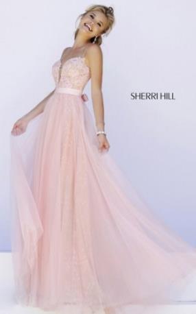 Strap Lace Tulle Prom Dress 2015 Blush Sherri Hill 32229  - www.darlingpromgown.com