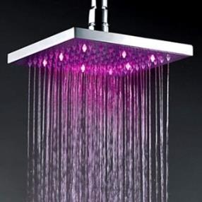 12 Inch Chromed Brass Square LED Rain Shower Head--Faucetsmall.com