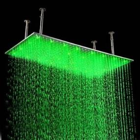 20 x 39 Inch Stainless Steel Shower Head with Color Changing LED Light--Faucetsmall.com
