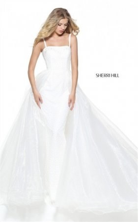 2017 Sweetheart Ivory Sherri Hill 50952 Floral Appliqued Wedding Dress