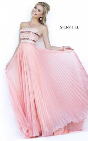  Cheap Sherri Hill 32182 Long Pink Formal Gown Strapless
