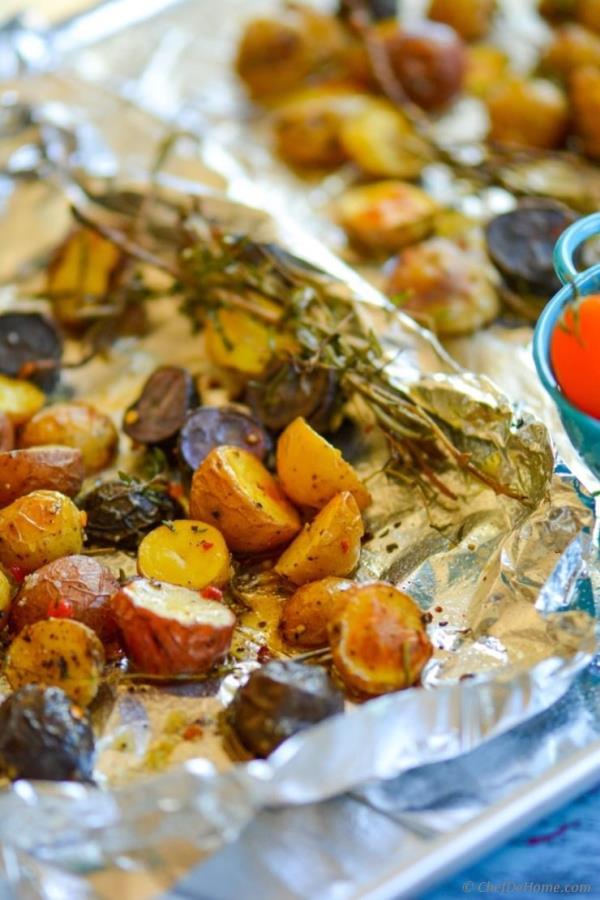 Herb Roasted Potatoes with Sweet-Spicy Mustard Dressing Recipe - ChefDeHome.com