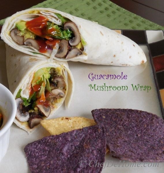 Creamy and Healthy Guaca-Mushroom lunch or breakfast Wrap