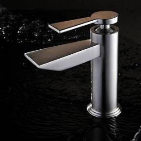 Contemporary Brass Nickel Brushed Bathroom Sink Faucets At FaucetsDeal.com