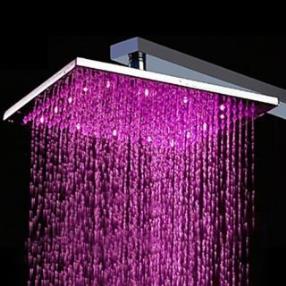 10 inch Brass Shower Head with Color Changing LED Light--FaucetSuperDeal.com