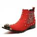 CWMALLS Patent Rivet Dress Boots Red CW707206