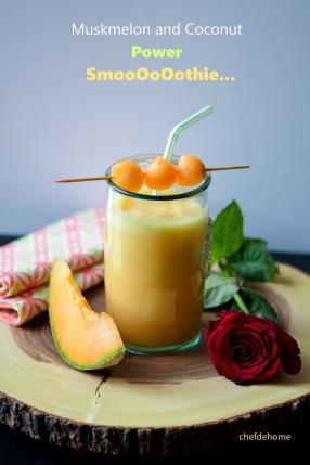 Muskmelon Coconut Smoothie Recipe -ChefDeHome.com