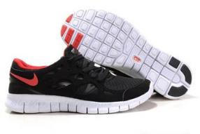 Mens Nike Free Run 2 BlackUniversity Red Shoes 