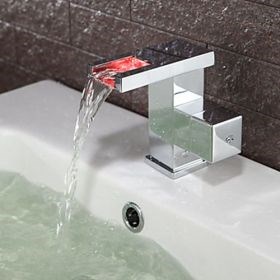 Contemporary Color Changing LED Bathroom Sink Faucet-- FaucetSuperDeal.com