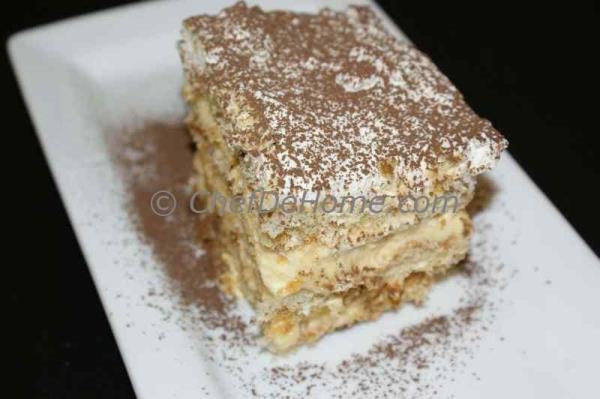 ChefDeHome invites you try this step by step recipe for simple yet elegant Tiramisu complete with each step photograph. Tiramisu is classic Italian dessert made with ladyfingers and mascarpone cheese.