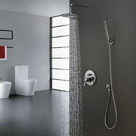 Contemporary Shower Faucet with 8 inch Shower Head and Hand Shower--FaucetSuperDeal.com