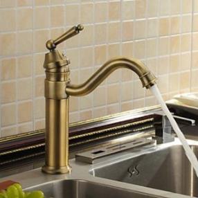 Antique Inspired Kitchen Faucet - Antique Brass Finish--FaucetSuperDeal.com
