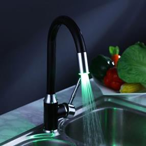 Painting Finish Kitchen Faucet with Color Changing LED Light--FaucetSuperDeal.com