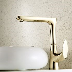 Ti-PVD Finish Antique Style Centerset Brass Gold Kitchen Faucet--FaucetSuperDeal.com