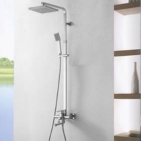 Chrome Finish Rotatable Shower Faucet with Rectangle Shower Head and Hand Shower--Faucetsmall.com