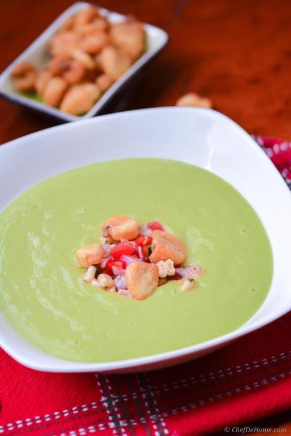 Chilled Avocado and Roasted Corn Soup #vegan #glutenfree #healthy #yummy