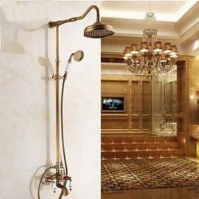 Antique Rain Shower Hand shower Included Brass Shower Faucet At FaucetsDeal.com