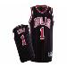 Derrick Rose #1 Balck Bulls Adidas Jerseys Red Strip and Red White Numbers 