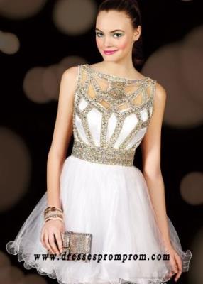 Gold Sequined White Ruffled Layered Sheer Tulle Homecoming Dress