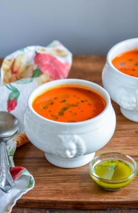 Tomato Bread Soup with Basil Oil Recipe - ChefDeHome.com