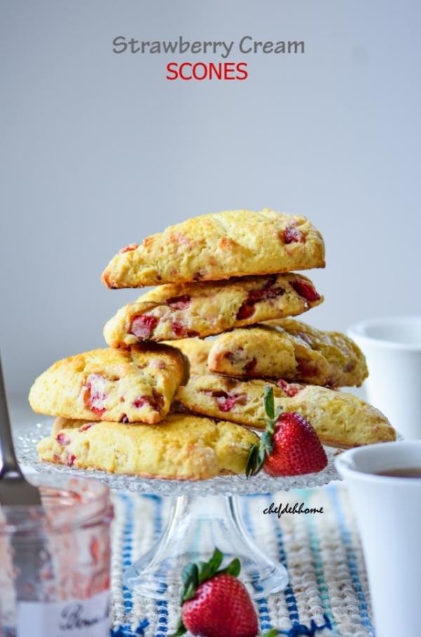 Fresh Strawberry Cream Scones Recipe -ChefDeHome.com