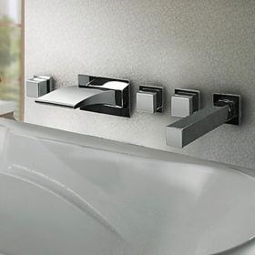 Thermochromic Contemporary LED Waterfall Bathroom Tub Faucet - Chrome Finish--Faucetsuperseal.com