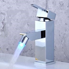 Color Changing LED Bathroom Sink Faucet - Chrome Finish--FaucetSuperDeal.com