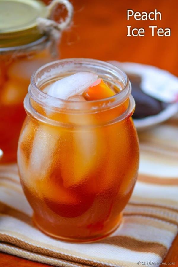 Refreshing Summer Peach Ice Tea Recipe -ChefDeHome.com