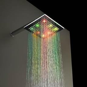 8 inch Chrome 7 Colors Changing LED Shower Faucet Head--Faucetsmall.com