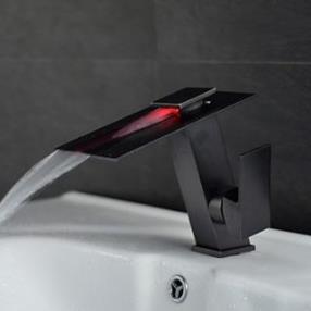 Single Handle LED Oil-rubbed Bronze Brass Personalized Bathroom Sink Faucet--Faucetsdeal.com