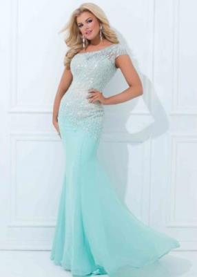One Shoulde Cap Sleeve Beaded Fitted Dress