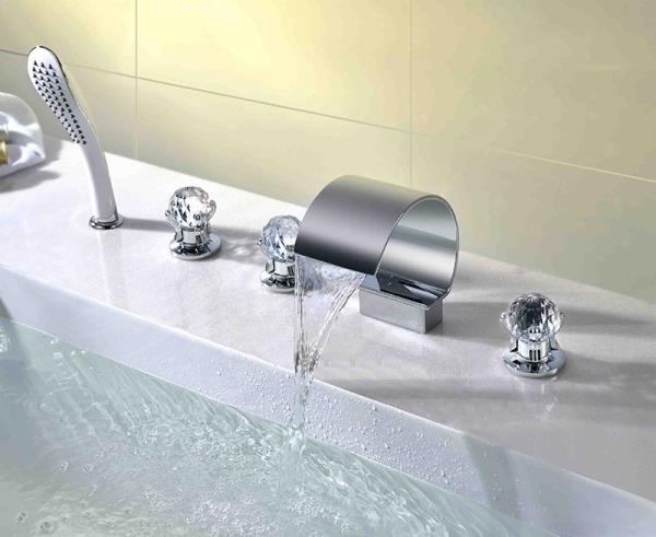 Ceramic Valve Chrome plated Waterfall Bathtub Faucet--Faucetsdeal.com