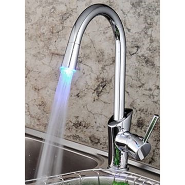 Chrome Single Handle LED Centerset Kitchen Faucet--Faucetsmall.com