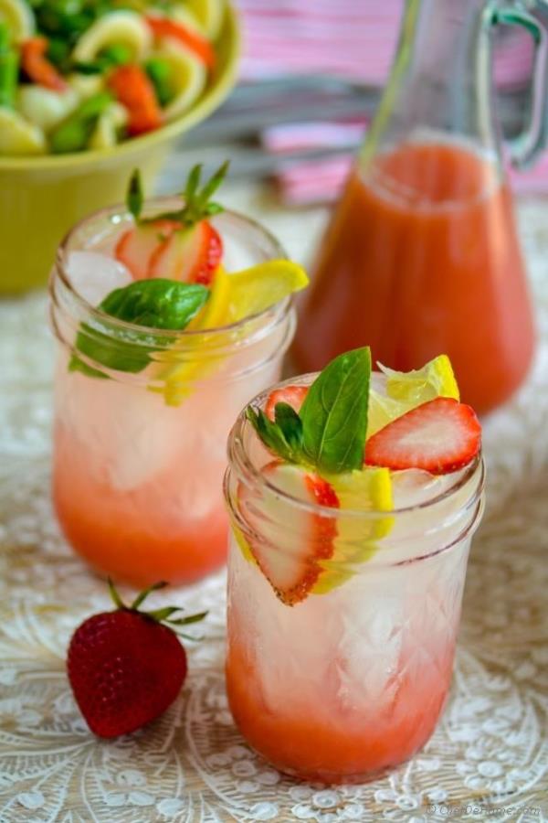 Strawberry Basil Lemonade Recipe-ChefDeHome.com